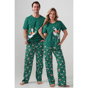 Пижама мужская "Зимние забавы" 2410-К кулирка (р-ры: 48-58) зеленый