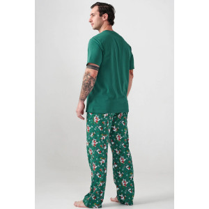 Пижама мужская "Зимние забавы" 2410-К кулирка (р-ры: 48-58) зеленый