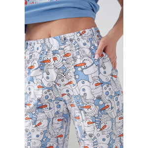 Пижама женская "Снеговик" 2414-К кулирка (р-ры: 46-56) голубой