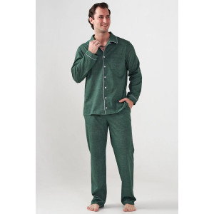 Пижама мужская "Лён" 2417-К кулирка (р-ры: 48-58) зеленый