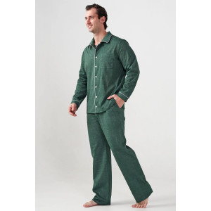 Пижама мужская "Лён" 2417-К кулирка (р-ры: 48-58) зеленый