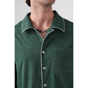 Пижама мужская "Лён" 2417-К кулирка (р-ры: 48-58) зеленый