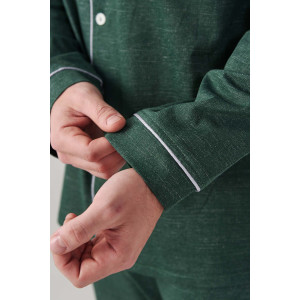 Пижама мужская "Лён" 2417-К кулирка (р-ры: 48-58) зеленый