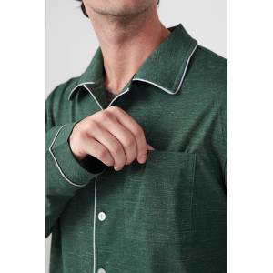 Пижама мужская "Лён" 2417-К кулирка (р-ры: 48-58) зеленый