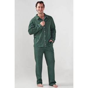 Пижама мужская "Лён" 2417-К кулирка (р-ры: 48-58) зеленый