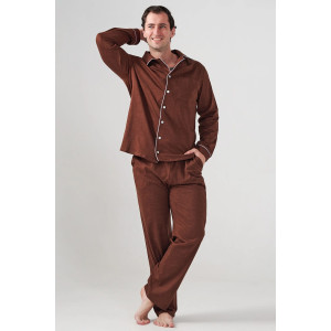 Пижама мужская "Лён" 2417-К кулирка (р-ры: 48-58) коричневый