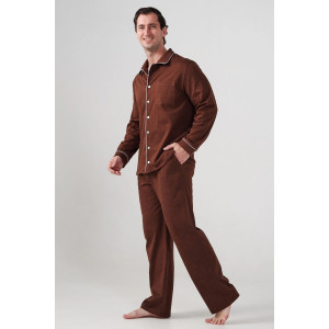Пижама мужская "Лён" 2417-К кулирка (р-ры: 48-58) коричневый