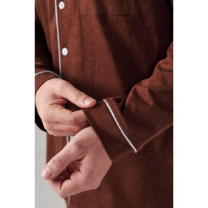 Пижама мужская "Лён" 2417-К кулирка (р-ры: 48-58) коричневый