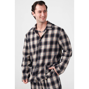 Пижама мужская "Добрый вечер" 2162-Ф фланель (р-ры: 48-58) темно-синий