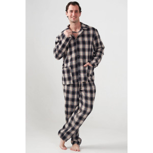 Пижама мужская "Добрый вечер" 2162-Ф фланель (р-ры: 48-58) темно-синий