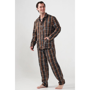 Пижама мужская "Добрый вечер" 2162-Ф фланель (р-ры: 48-58) коричневый