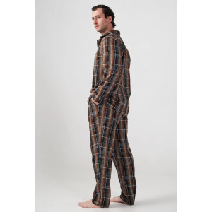 Пижама мужская "Добрый вечер" 2162-Ф фланель (р-ры: 48-58) коричневый