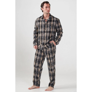 Пижама мужская "Добрый вечер" 2162-Ф фланель (р-ры: 48-58) черный