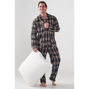 Пижама мужская "Добрый вечер" 2162-Ф фланель (р-ры: 48-58) черный