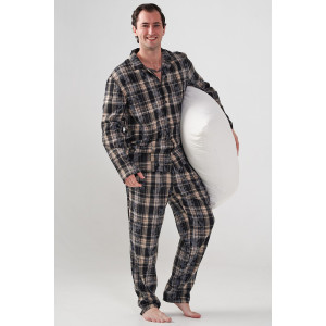 Пижама мужская "Добрый вечер" 2162-Ф фланель (р-ры: 48-58) черный