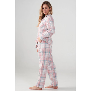 Пижама женская "Добрый вечер" 2163-Ф фланель (р-ры: 42-52) розово-голубой