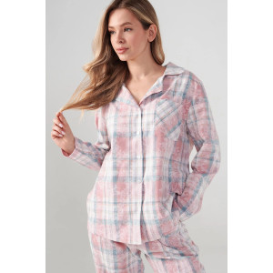 Пижама женская "Добрый вечер" 2163-Ф фланель (р-ры: 42-52) розово-голубой