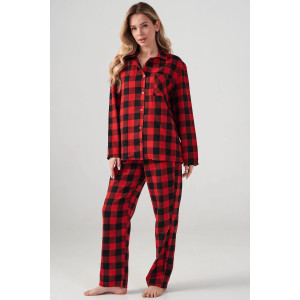 Пижама женская "Добрый вечер" 2163-Ф фланель (р-ры: 42-52) красный Пижама женская "Добрый вечер" 2163-Ф фланель (р-ры: 42-52) красный
