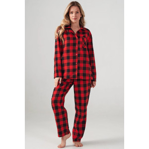 Пижама женская "Добрый вечер" 2163-Ф фланель (р-ры: 42-52) красный Пижама женская "Добрый вечер" 2163-Ф фланель (р-ры: 42-52) красный