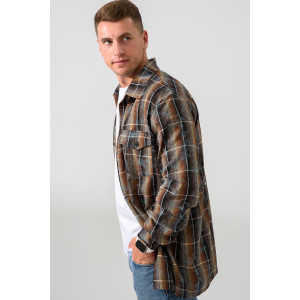 Сорочка мужская 2185-Ф "Имидж" фланель (р-ры: 46-60) коричневый Сорочка мужская 2185-Ф "Имидж" фланель (р-ры: 46-60) коричневый