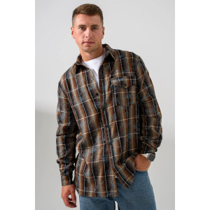 Сорочка мужская 2185-Ф "Имидж" фланель (р-ры: 46-60) коричневый Сорочка мужская 2185-Ф "Имидж" фланель (р-ры: 46-60) коричневый