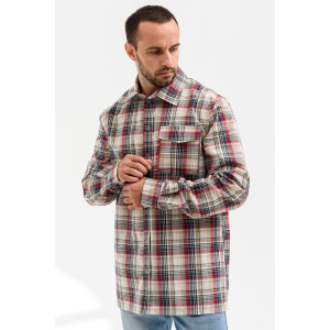 Сорочка мужская 459-Шот "Шотландка" шотландка (р-ры: 48-60) бежевый