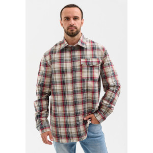 Сорочка мужская 459-Шот "Шотландка" шотландка (р-ры: 48-60) бежевый