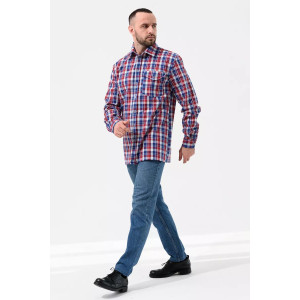 Сорочка мужская 459-Шот "Шотландка" шотландка (р-ры: 48-60) бордовый