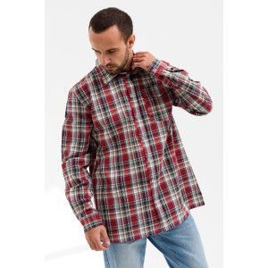 Сорочка мужская 459-Шот "Шотландка" шотландка (р-ры: 48-60) бургунди