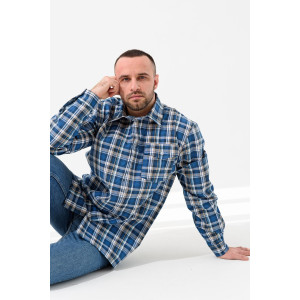 Сорочка мужская 459-Шот "Шотландка" шотландка (р-ры: 48-60) синий