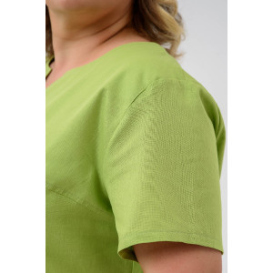 Платье женское 1929-П/л "Вологда" полулён (р-ры: 46-56) салатовый Платье женское 1929-П/л "Вологда" полулён (р-ры: 46-56) салатовый