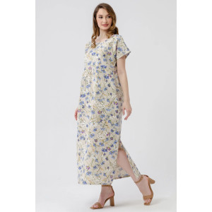 Платье женское 1921-П-л "Кострома 2" полулён (р-ры: 46-56) синий василёк Платье женское 1921-П-л "Кострома 2" полулён (р-ры: 46-56) синий василёк