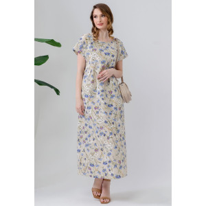 Платье женское 1921-П-л "Кострома 2" полулён (р-ры: 46-56) синий василёк Платье женское 1921-П-л "Кострома 2" полулён (р-ры: 46-56) синий василёк