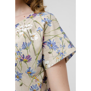 Платье женское 1921-П-л "Кострома 2" полулён (р-ры: 46-56) синий василёк Платье женское 1921-П-л "Кострома 2" полулён (р-ры: 46-56) синий василёк