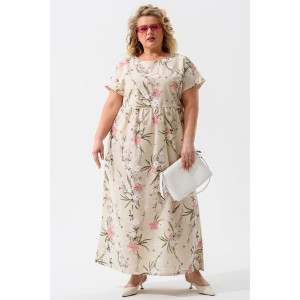 Платье женское 1921-П-л "Кострома 2" полулён (р-ры: 46-56) розовый орхидея Платье женское 1921-П-л "Кострома 2" полулён (р-ры: 46-56) розовый орхидея