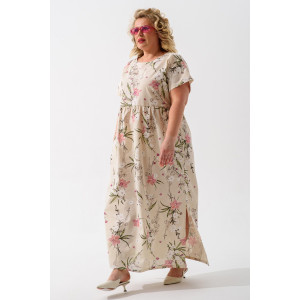 Платье женское 1921-П-л "Кострома 2" полулён (р-ры: 46-56) розовый орхидея Платье женское 1921-П-л "Кострома 2" полулён (р-ры: 46-56) розовый орхидея