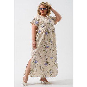 Платье женское 1921-П-л "Кострома 2" полулён (р-ры: 46-56) голубой орхидея Платье женское 1921-П-л "Кострома 2" полулён (р-ры: 46-56) голубой орхидея