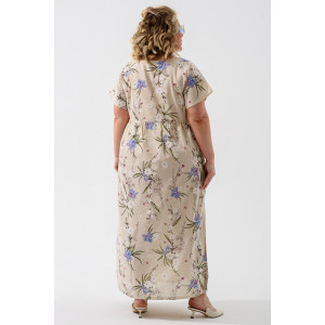 Платье женское 1921-П-л "Кострома 2" полулён (р-ры: 46-56) голубой орхидея Платье женское 1921-П-л "Кострома 2" полулён (р-ры: 46-56) голубой орхидея