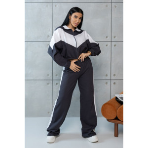 Костюм двойка женский 1902/3 футер (р-ры: 44-54) серый-белый Костюм двойка женский 1902/3 футер (р-ры: 44-54) серый-белый