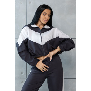 Костюм двойка женский 1902/3 футер (р-ры: 44-54) серый-белый Костюм двойка женский 1902/3 футер (р-ры: 44-54) серый-белый