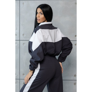 Костюм двойка женский 1902/3 футер (р-ры: 44-54) серый-белый Костюм двойка женский 1902/3 футер (р-ры: 44-54) серый-белый