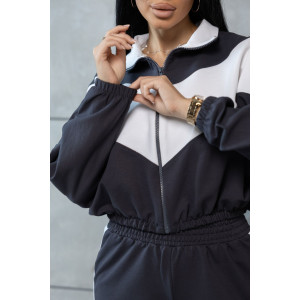 Костюм двойка женский 1902/3 футер (р-ры: 44-54) серый-белый Костюм двойка женский 1902/3 футер (р-ры: 44-54) серый-белый