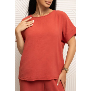 Костюм двойка женский 2011/2 жатка кантри (р-ры: 46-56) терракотовый Костюм двойка женский 2011/2 жатка кантри (р-ры: 46-56) терракотовый