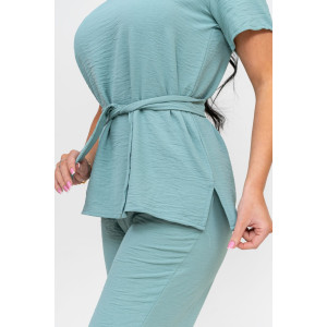 Костюм двойка женский 1844/1 жатка кантри (р-ры: 46-56) зеленый Костюм двойка женский 1844/1 жатка кантри (р-ры: 46-56) зеленый