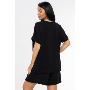 Костюм двойка женский 1916/4 жатка кантри (р-ры: 48-62) черный Костюм двойка женский 1916/4 жатка кантри (р-ры: 48-62) черный