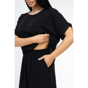 Костюм двойка женский 1916/4 жатка кантри (р-ры: 48-62) черный Костюм двойка женский 1916/4 жатка кантри (р-ры: 48-62) черный