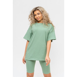 Костюм двойка женский 1267/11 кулирка с лайкрой (р-ры: 42-48) зеленый Костюм двойка женский 1267/11 кулирка с лайкрой (р-ры: 42-48) зеленый