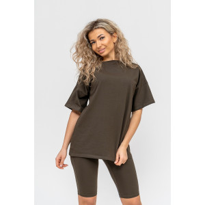 Костюм двойка женский 1267/12 кулирка с лайкрой (р-ры: 42-48) хаки Костюм двойка женский 1267/12 кулирка с лайкрой (р-ры: 42-48) хаки