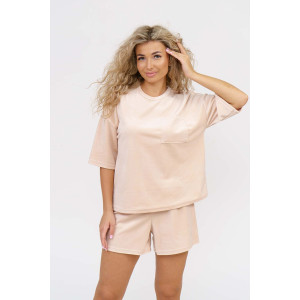 Костюм двойка женский 1702/1 велюр (р-ры: 44-54) бежевый