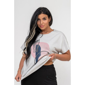 Костюм двойка женский 1654/3 кулирка-вискоза (р-ры: 48-58) серый Костюм двойка женский 1654/3 кулирка-вискоза (р-ры: 48-58) серый